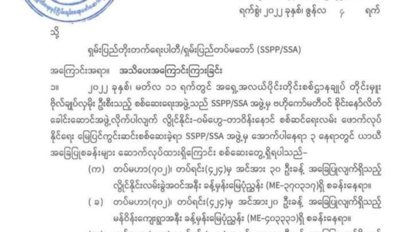 ဌာနချုပ်လုံခြုံရေး တပ်စခန်းသုံးခုကို စစ်ကောင်စီတပ်က ဖယ်ခိုင်းသော်လည်း ဖယ်ပေးမည်မဟုတ်ဟု SSPPထုတ်ပြန်
