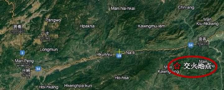 (MNDAA တပ်ဖွဲ့ဝင်အချို့နှင့် တိုက်ပွဲဖြစ်ပွားရာပြ​မြေပုံ။ ဓါတ်ပုံ-MNDAA)