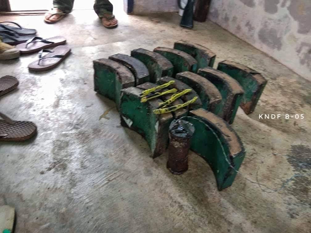 (ဖယ်ရှားရှင်းလင်းခဲ့သည့် စစ်ကောင်စီတပ်ထောင်ထားသော မိုင်းများဖြစ်သည်။ ဓာတ်ပုံ KNDF တပ်ရင်း - ၅)