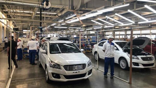 ရန်ကုန်သီလဝါရှိ Suzuki ကားတပ်ဆင်ထုတ်လုပ်​သောစက်ရုံ။ ဓါတ်ပုံ-Nikkei Asia