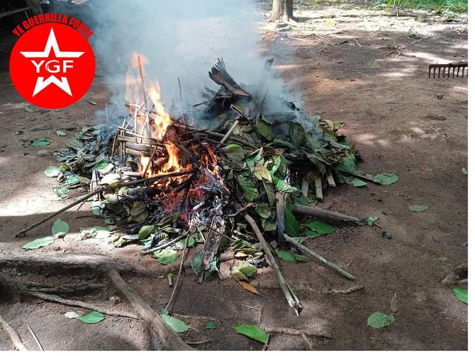 (ဖမ်းဆီးရမိသောမူးယစ်ဆေးဝါးများနှင့်ဆက်စပ်ပစ္စည်းများ၊မူးယစ်ဆေးဝါးများကိုမီးရှို့ဖျက်ဆီးနေမှု။ဓါတ်ပုံ-YGF)