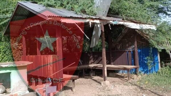 (မိုင်းထိပျက်စီးသွားသော အောင်ချမ်းသာဇရပ်။ ဓါတ်ပုံ-CHU PDF)