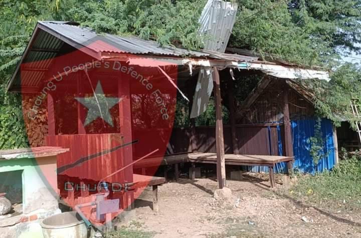 (မိုင်းထိပျက်စီးသွားသော အောင်ချမ်းသာဇရပ်။ ဓါတ်ပုံ-CHU PDF)