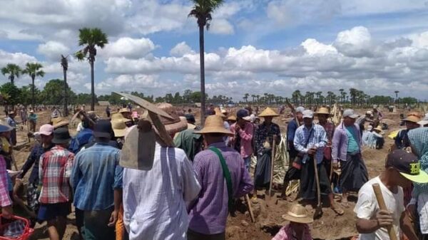 ထန်းကြီးကျေးရွာတွင် ရတနာများတွေ့ရှိသည်ဟုဆိုကာ နေ့စဥ် လူ​ထောင်၊​သောင်းချီ လာရောက်တူးနေကြစဥ်။ဓါတ်ပုံ-CJ