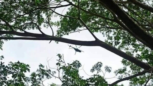 (ယခင်ရက်ပိုင်းအတွင်းက စစ်ကိုင်းတိုင်း၊ ကန့်ဘလူမြို့နယ်အတွင်း အကြမ်းဖက်စစ်တပ်က ရဟတ်ယာဥ်ဖြင့် ပစ်ခတ်ခဲ့စဥ်။ ။ဓာတ်ပုံ-CJ)