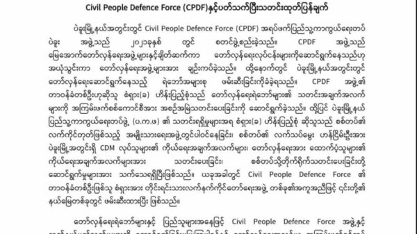 တော်လှန်ရေးရဲဘော်အယောင်ဆောင်သတင်းပေးတစ်ဦးကို ဖမ်းဆီးထားပြီး အရေးယူသွားမည်ဟု ပဲခူး(ပကဖ) အသိပေး