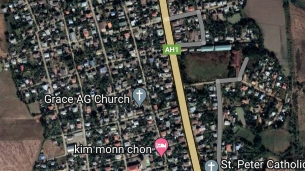 ကင်မွန်းခြံရွာကို Google Map တွင်​တွေ့ရစဥ်