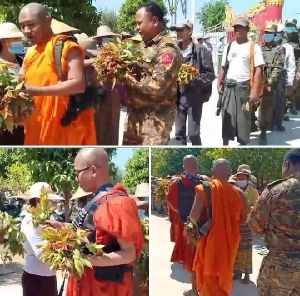 (ချောင်းဦးမြို့နယ် ကံကြီးကုန်းရွာမှ ပျူစောထီးအဖွဲ့ဦးဆောင်သူ မဘသ ဘုန်ကြီးဦးနန္ဒစာရ နှင့် အပေါင်းအပါများအား တွေ့ရစဉ်)