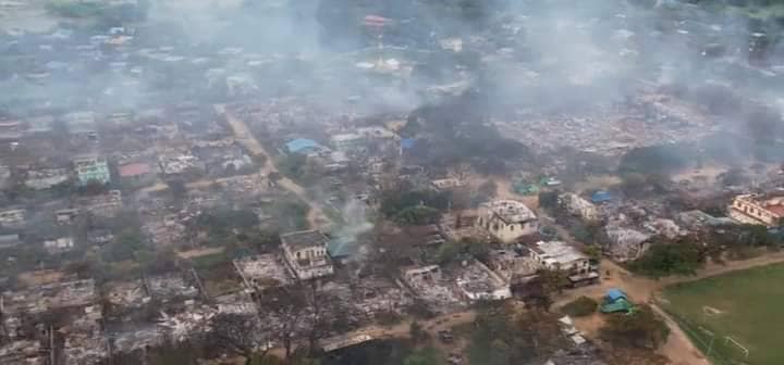 စစ်ကိုင်းတိုင်းတင်းတိမ်ရံရွာကို အကြမ်းဖက်စစ်တပ်ကမီးရှို့ဖျက်ဆီးထားမှုမြင်ကွင်း။ ။ဓါတ်ပုံ-ဗိုလ်မုတ်ဆိတ်