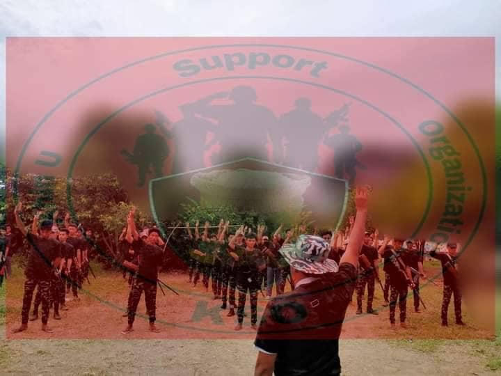 ခင်ဦးနယ်ဒေသတွင်းပြည်သူ့ကာကွယ်ရေးအဖွဲ့တစ်ဖွဲ့အား တွေ့ရစဥ်။ ဓာတ်ပုံ-KSO