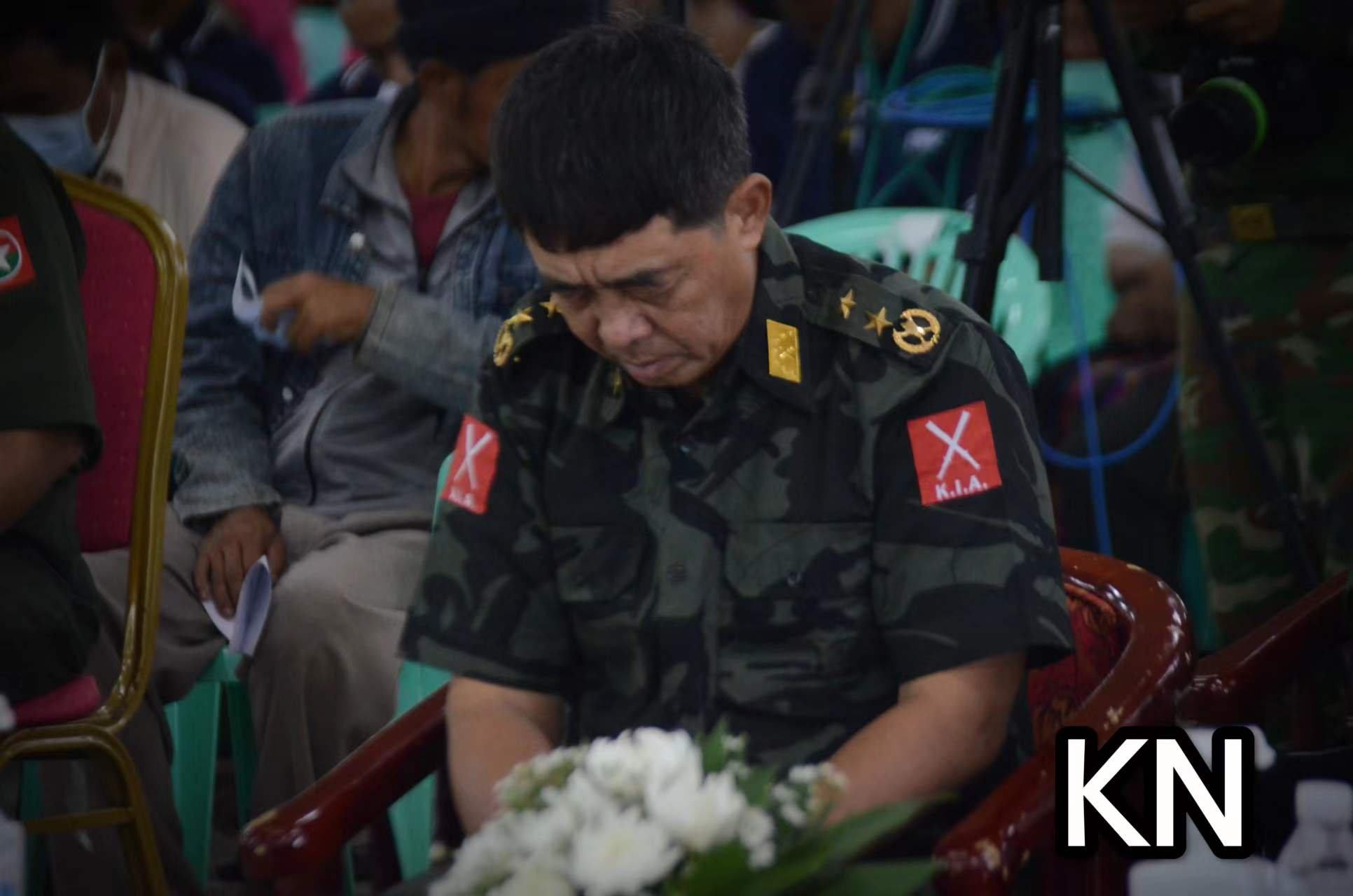 (ယနေ့ သြဂုတ်၁၀ ရက် ကျရောက်သည့် ကေအိုင်အို Share shagan Masat Nhtoi အာဇာနည်နေ့ အခမ်းအနားကို လိုင်ဇာမြို့ Sinpraw Majoi ခန်းမ၌ ကျင်းပနေစဥ်၊ ဓာတ်ပုံ - The Kachin Net)