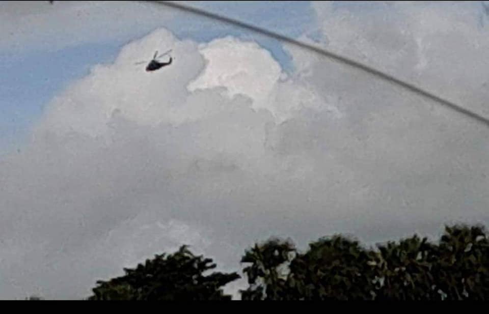 အပစ်မခံရခင်စစ်​ကောင်စီရဟတ်ယာဥ် ။ ။ဓါတ်ပုံ-KNU