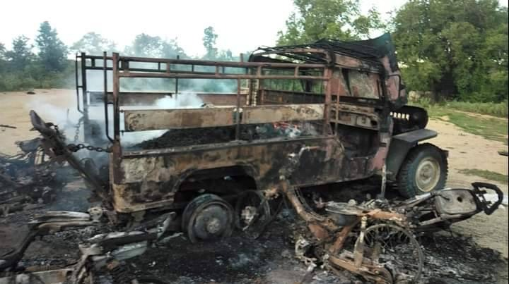 PRDFစခန်း ဖျက်ဆီးမီးရှို့ခံရပြီးနောက် တွေ့ရစဥ်။ဓာတ်တ်ပုံ-PRDF