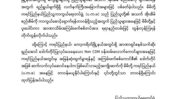 ကော့ကရိတ်မြို့နယ်ရှိ စစ်ကောင်စီဝန်ထမ်းများ အမြန်ဆုံးထွက်ခွာရန် ကရင်ပြည်နယ်(ပကဖ) သတိပေး