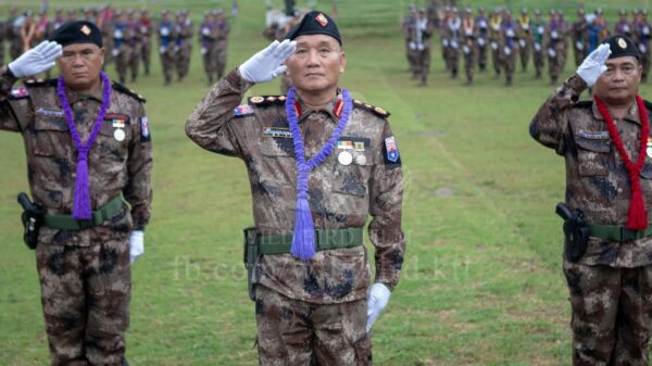ဩဂုတ် ၁၂ရက်က ကျင်းပခဲ့သည့် KNLA တပ်မဟာ (၅)၏ ကရင့်အာဇာနည်နေ့ အခမ်းအနားအား တွေ့ရစဉ်၊ ဓာတ်ပုံ - Wild Bird