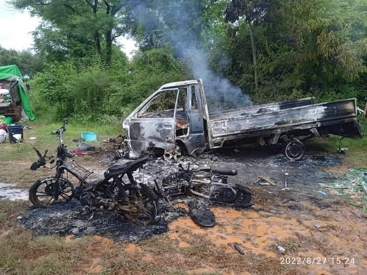 ကနီမြို့နယ်အတွင်း ကျေးရွာ လေးရွာ၌ စစ်ကောင်စီတပ် ဝင်ရောက်မွှေနှောက်ဖျက်ဆီးသွားပြီးနောက် တွေ့ရစဥ်။ ဓာတ်ပုံ-PAN(Kani)
