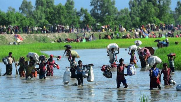 ရိုဟင်ဂျာများ ဘင်္ဂလားဒေ့ရှ်နိုင်ငံသို့ ထွက်ပြေးပုန်းရှောင်နေစဉ်၊ ဓာတ်ပုံ - အေအက်ပီ