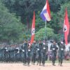 ကရင်နီတပ်မတော် KA ရဲဘော်များ စစ်ရေးလေ့ကျင့်နေစဥ် ၊ဓာတ်ပုံ Kn.A.C