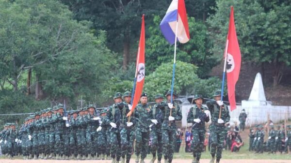 ကရင်နီတပ်မတော် KA ရဲဘော်များ စစ်ရေးလေ့ကျင့်နေစဥ် ၊ဓာတ်ပုံ Kn.A.C