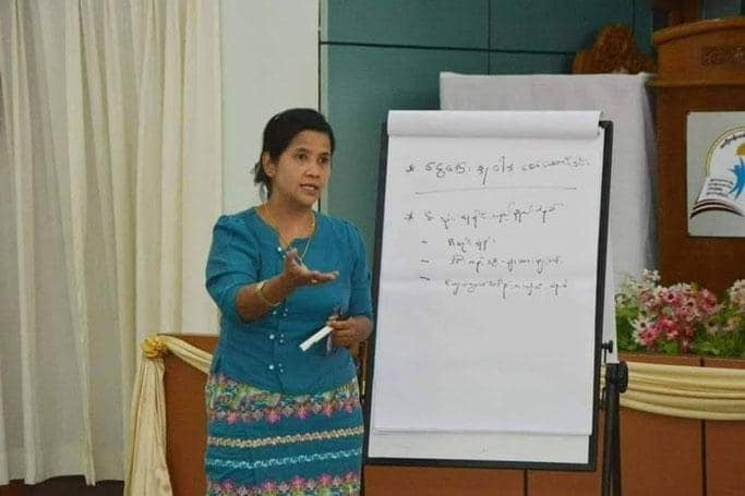 စစ်​ကောင်စီ၏ ဗဟိုဘဏ် ဥက္ကဌ ​ဒေါ်သန်း​ဆွေ ။ဓါတ်ပုံ-CB