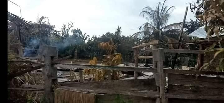 (ကျွန်းလှနယ် ကုန်းစည်းရွာနှင့် ကောလင်းမြို့နယ် အောင်ချမ်းသာရွာများရှိ မီးရှို့ဖျက်ဆီးခံခဲ့ရသော နေအိမ်များ။ ဓာတ်ပုံ - ကျွန်းလှတက်ကြွ လှုပ်ရှားသူများအဖွဲ့)