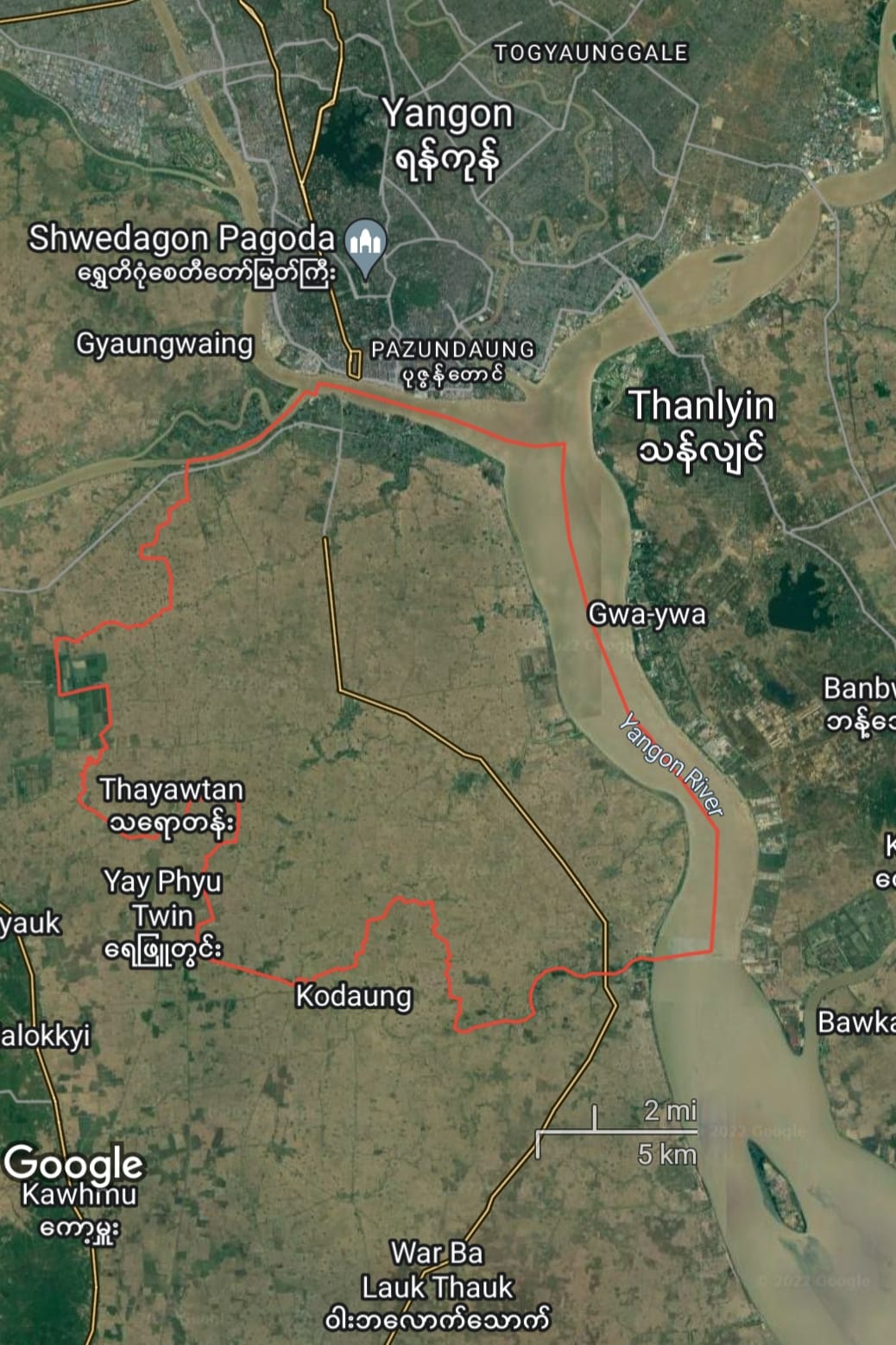 (ဒလမြို့နယ်ကိုGoogle Map တွင်​တွေရပုံ)
