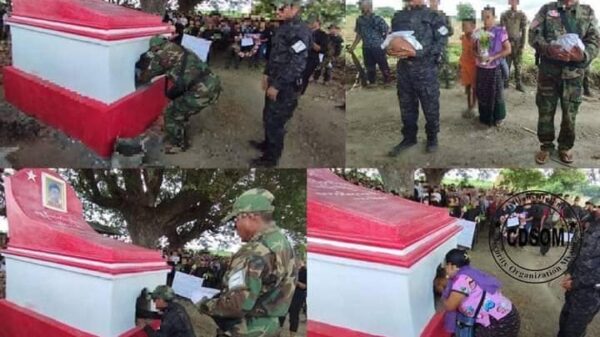 ရဲဘော်သန့်ဇင်ဦး၏ စျာပနာအား တွေ့ရစဥ်၊ ဓာတ်ပုံ-CDSOM