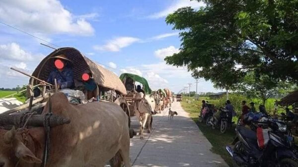 (ထွက်ပြေးတိမ်းရှောင်လာသော တန့်ဆည်နယ်ရှိ ကျေးရွာများမှ ပြည်သူများ၊ ဓာတ်ပုံ-TCRF)