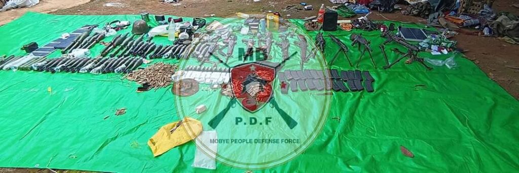 (ယမန်နေ့တိုက်ပွဲ၌ အကြမ်းဖက်စစ်ကောင်စီတပ်၏ လက်နက်ခဲယမ်းများကို သိမ်းဆည်းရမိခဲ့ခြင်း ဖြစ်သည်။ဓာတ်ပုံ - MBPDF)