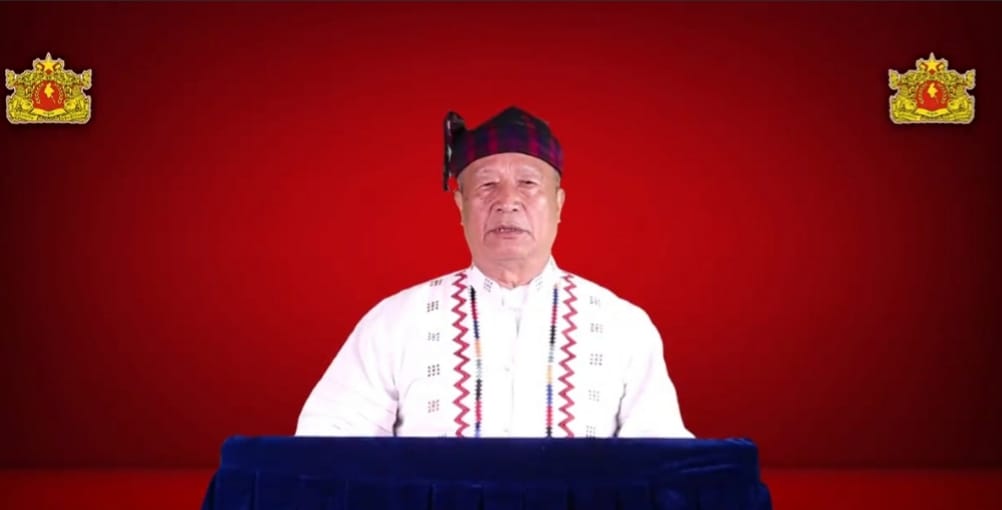 NUG ယာယီသမ္မတ မိန့်ခွန်းပြောကြားနေစဥ်။ဓါတ်ပုံ-NUG