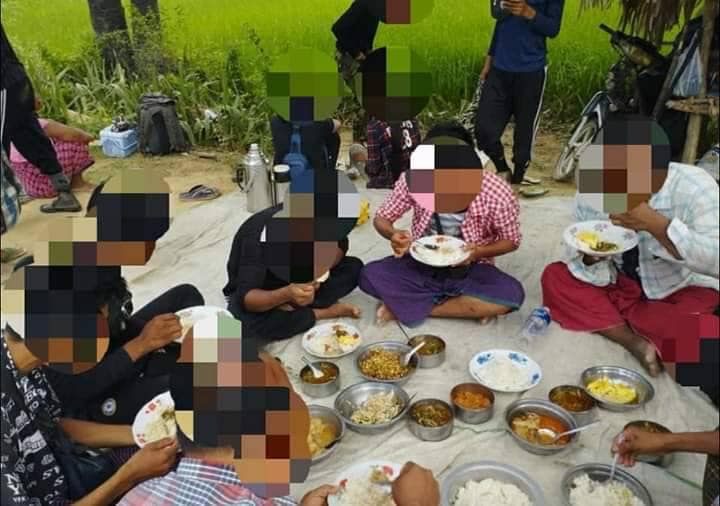 (စစ်ဘေးရှောင် ကျေးရွာများအား ဒေသကာကွယ်ရေးအဖွဲ့များက လာရောက်လှူဒါန်းနေစဥ်၊ဓာတ်ပုံ-B.H.S.R.F)