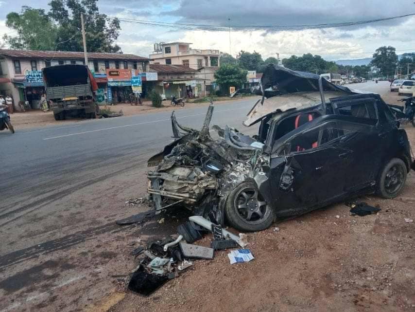 (ယာဉ်တိုက်မှုဖြစ်ပြီးနောက် တွေ့ရစဉ်၊ဓာတ်ပုံ - CJ)