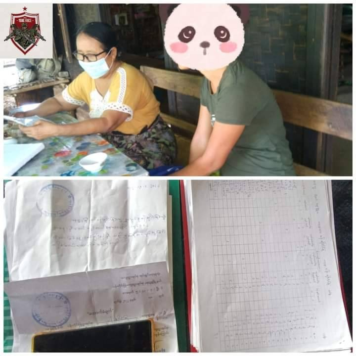 အုပ်ချုပ်ရေးမှူးကိုယ်စား စစ်ကောင်စီ၏ အုပ်ချုပ်ရေးယန္တရားလည်ပတ်စေရန် ဆောက်ရွက်ပေးနေသည့် အမျိုးသမီးအား တွေ့ရစဥ်။ဓာတ်ပုံ-Young Force-UG
