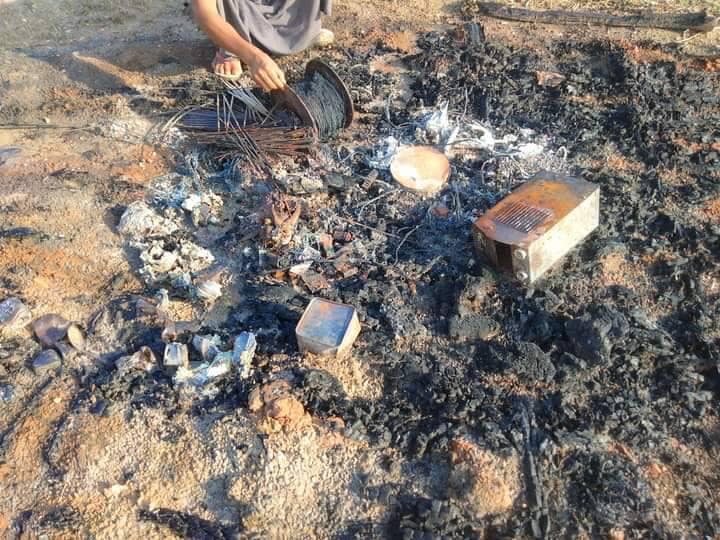 စခန်းအား စစ်ကောင်စီတပ်က ဝင်ရောက်စီးနင်းဖျက်ဆီးပြီးနောက် တွေ့ရစဥ်၊ ဓာတ်ပုံ-ဗိုလ်နေတိုးပြောက်ကျားအထူးတပ်ဖွဲ့