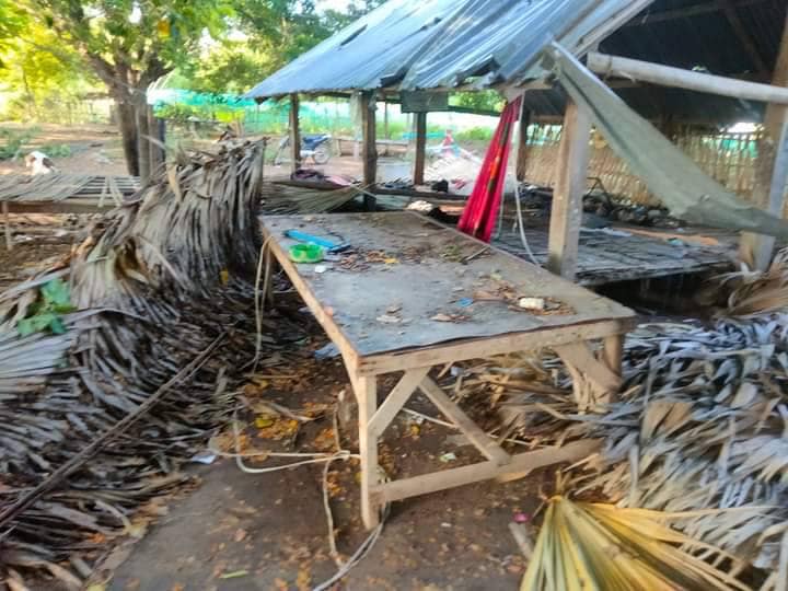 စခန်းအား စစ်ကောင်စီတပ်က ဝင်ရောက်စီးနင်းဖျက်ဆီးပြီးနောက် တွေ့ရစဥ်၊ ဓာတ်ပုံ-ဗိုလ်နေတိုးပြောက်ကျားအထူးတပ်ဖွဲ့