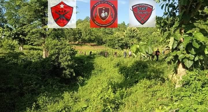 (စစ်ဆင်ရေးသွားနေသည့် ဒေသကာကွယ်ရေးအဖွဲ့ဝင်များအား တွေ့ရစဥ်၊ဓာတ်ပုံ- Aung San Force)