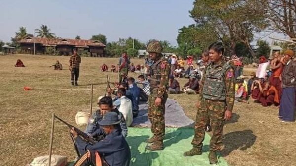 အမည်မသိရသည့် တိုင်း​နှင့်ပြည်နယ်တစ်ခုတွင် စစ်ကောင်စီတပ်က ပျူစောထီးသင်တန်းပို့ချနေစဥ်။ဓာတ်ပုံ-Cj