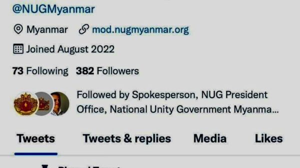 NUG ကာကွယ်ရေးဝန်ကြီးဌာန၏ Twitter လူမှုကွန်ရက်စာမျက်နှာ ဖွင့်လှစ်ထားပြီးကြောင်း အသိပေး