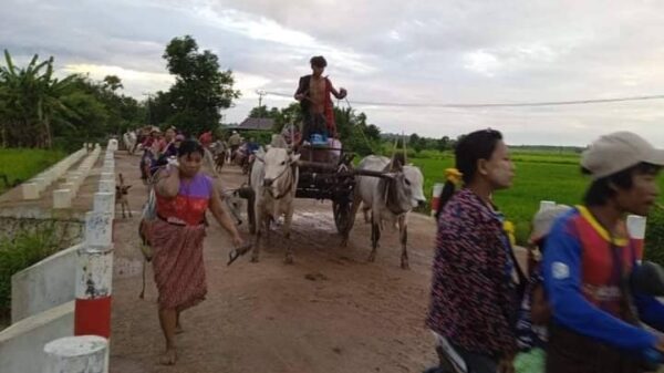 (ထွက်ပြေးတိမ်းရှောင်လာသော ပြည်သူများ။ဓါတ်ပုံ-ကျွန်းလှတက်ကြွလှုပ်ရှားသူများအဖွဲ့)