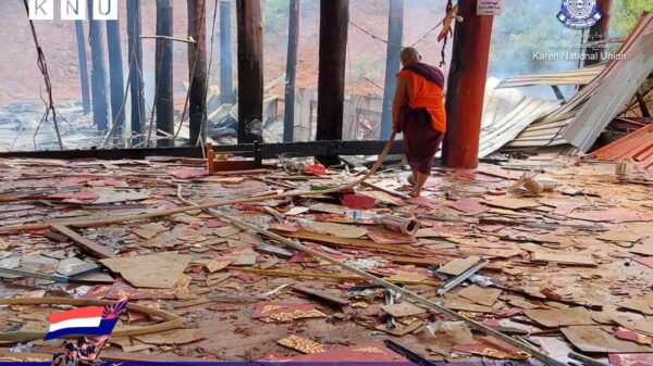 (စစ်ကောင်စီတပ်က လေကြောင်းမှ တိုက်ခိုက်ပြီးနောက် မြင်တွေ့ရစဥ်၊ ဓာတ်ပုံ - KNU)