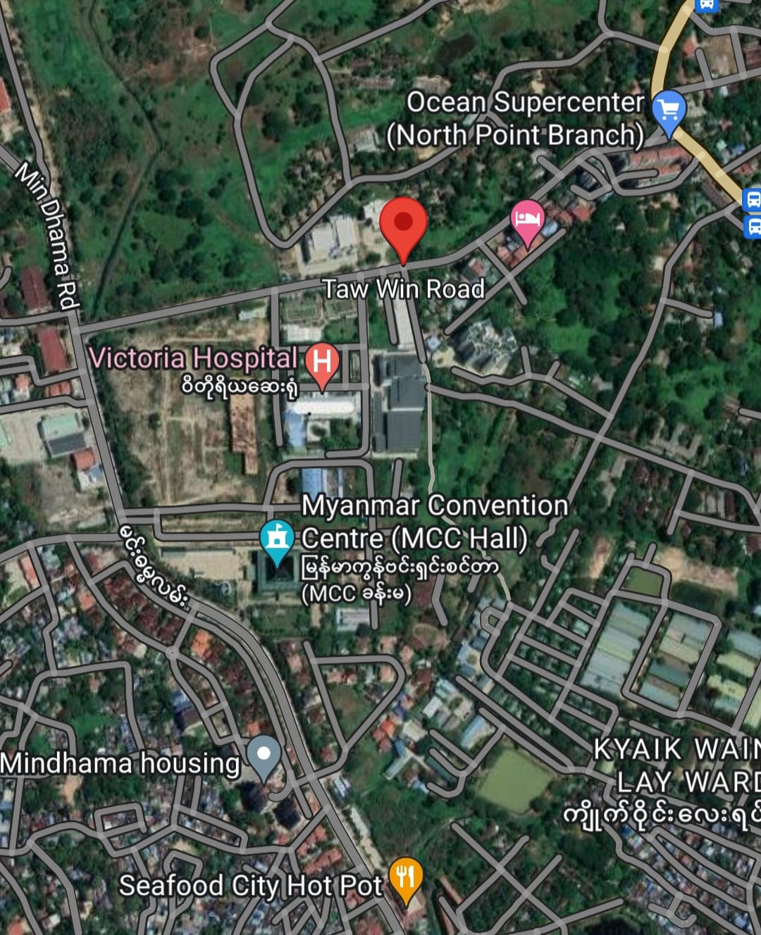 (​တော်ဝင်လမ်းကို Google Map တွင်​တွေ့ရစဥ်)