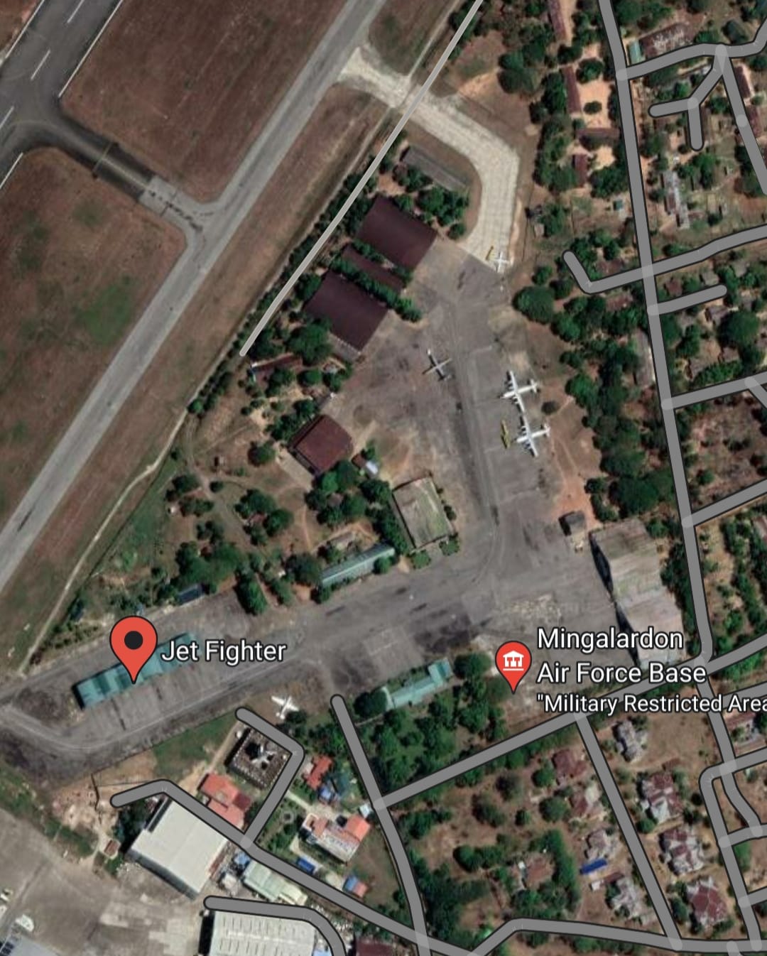 (​မင်္ဂလာဒုံလေတပ်စခန်းကိုGoogle Map မှ​တွေ့ရပုံ)