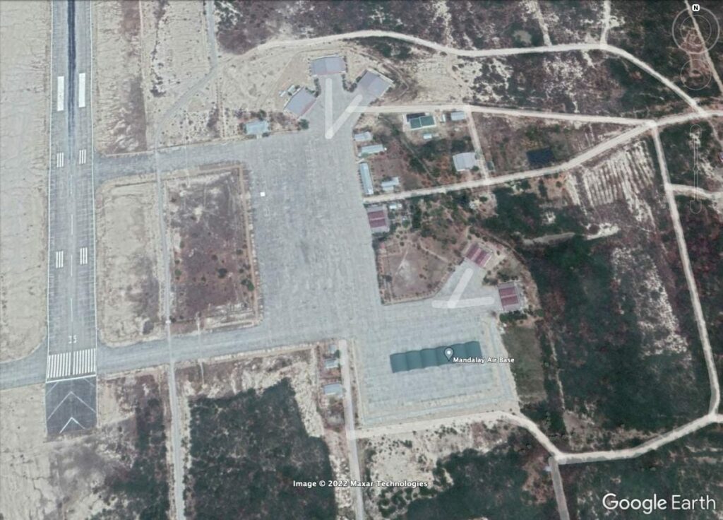(တံတားဦးလေတပ်စခန်းကို Google Map တွင်တွေ့ရမှု )
