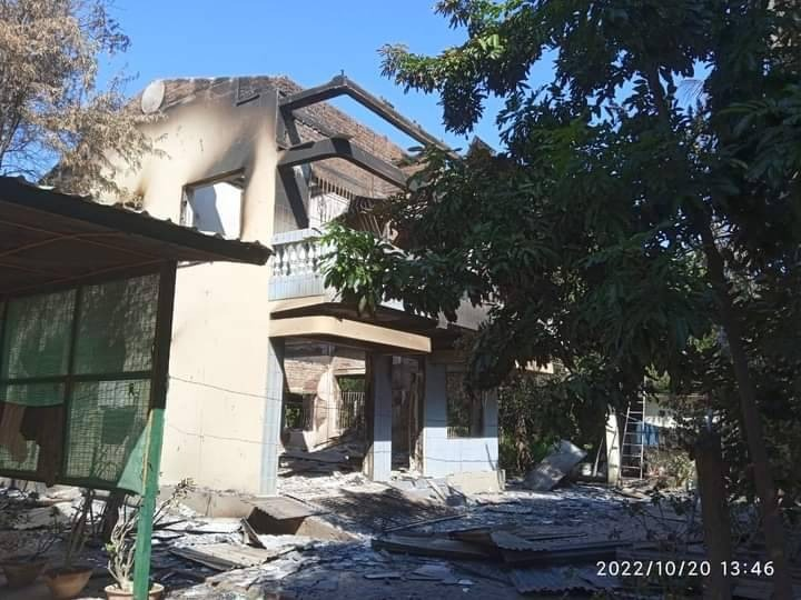 (ရွာတော်ကျေးရွာအား စစ်ကောင်စီတပ်က မီးရှို့ဖျက်ဆီးသွားပြီးနောက် တွေ့ရစဥ်၊ဓာတ်ပုံ-အ.ထ.က ရွှေပန်းကုံး ကျောင်းသားများသမဂ္ဂ)