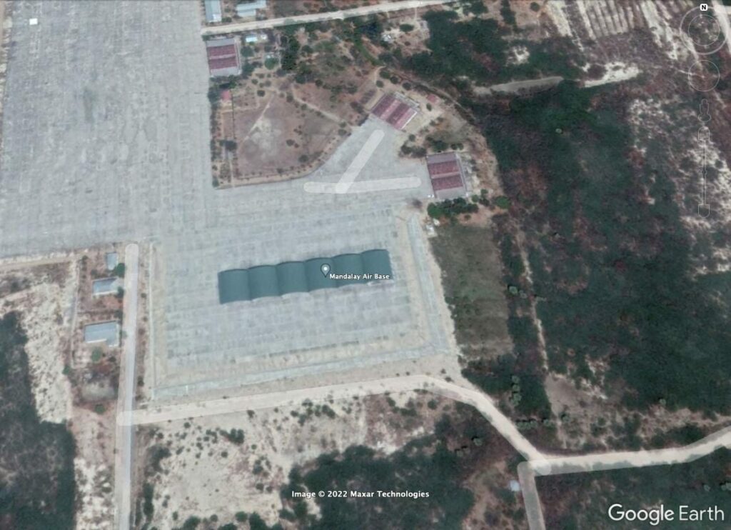 (တံတားဦးလေတပ်စခန်းကို Google Map တွင်တွေ့ရမှု )