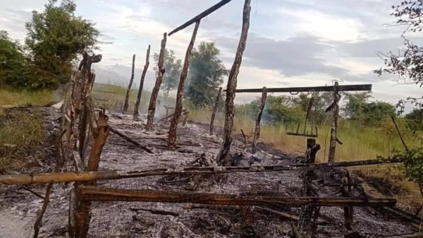 စစ်ဘေးရှောင် ယာယီတဲများအား မီးရှို့ဖျက်ဆီးသွားပြီးနောက် တွေ့ရစဥ်၊ ဓာတ်ပုံ-Pakokku UG