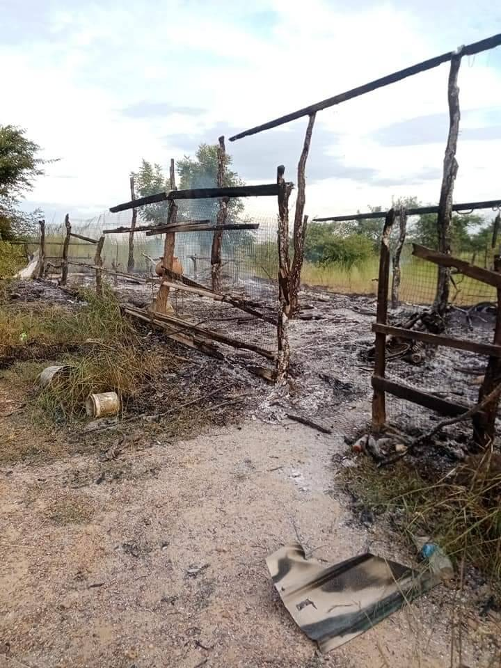 စစ်ဘေးရှောင် ယာယီတဲများအား မီးရှို့ဖျက်ဆီးသွားပြီးနောက် တွေ့ရစဥ်၊ ဓာတ်ပုံ-Pakokku UG
