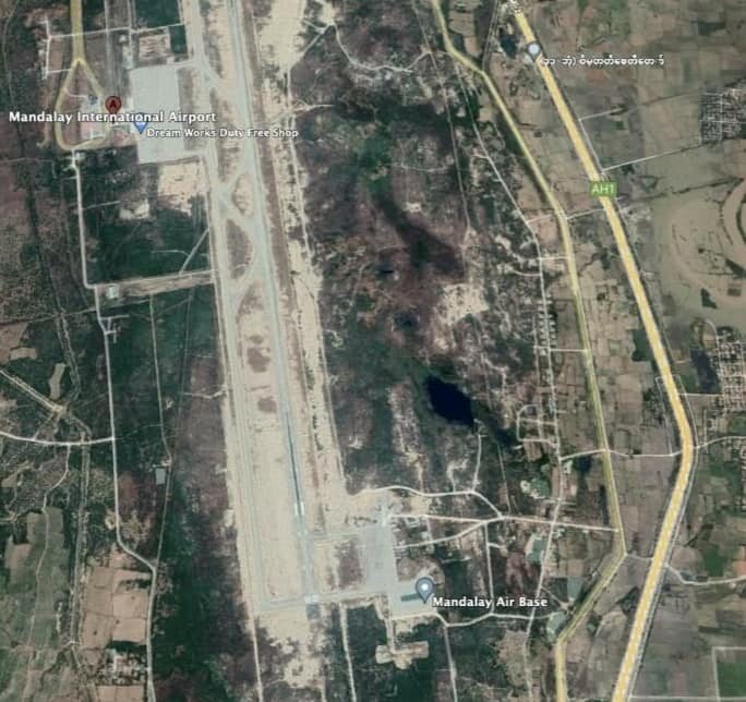 (တံတားဦးလေတပ်စခန်းကို Google Map တွင်တွေ့ရမှု )