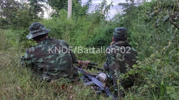 (KNDFတပ်ဖွဲ့ဝင်အချို့ တိုက်ပွဲဝင်​နေစဥ်။ဓါတ်ပုံ-KNDF)