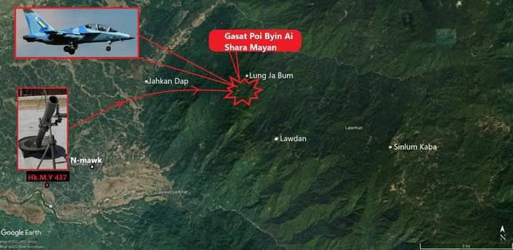(KIA တပ်မှ ရဲဘော်များနှင့် တိုက်ပွဲဖြစ်ပွားရာ နေရာအား တွေ့ရစဉ်)